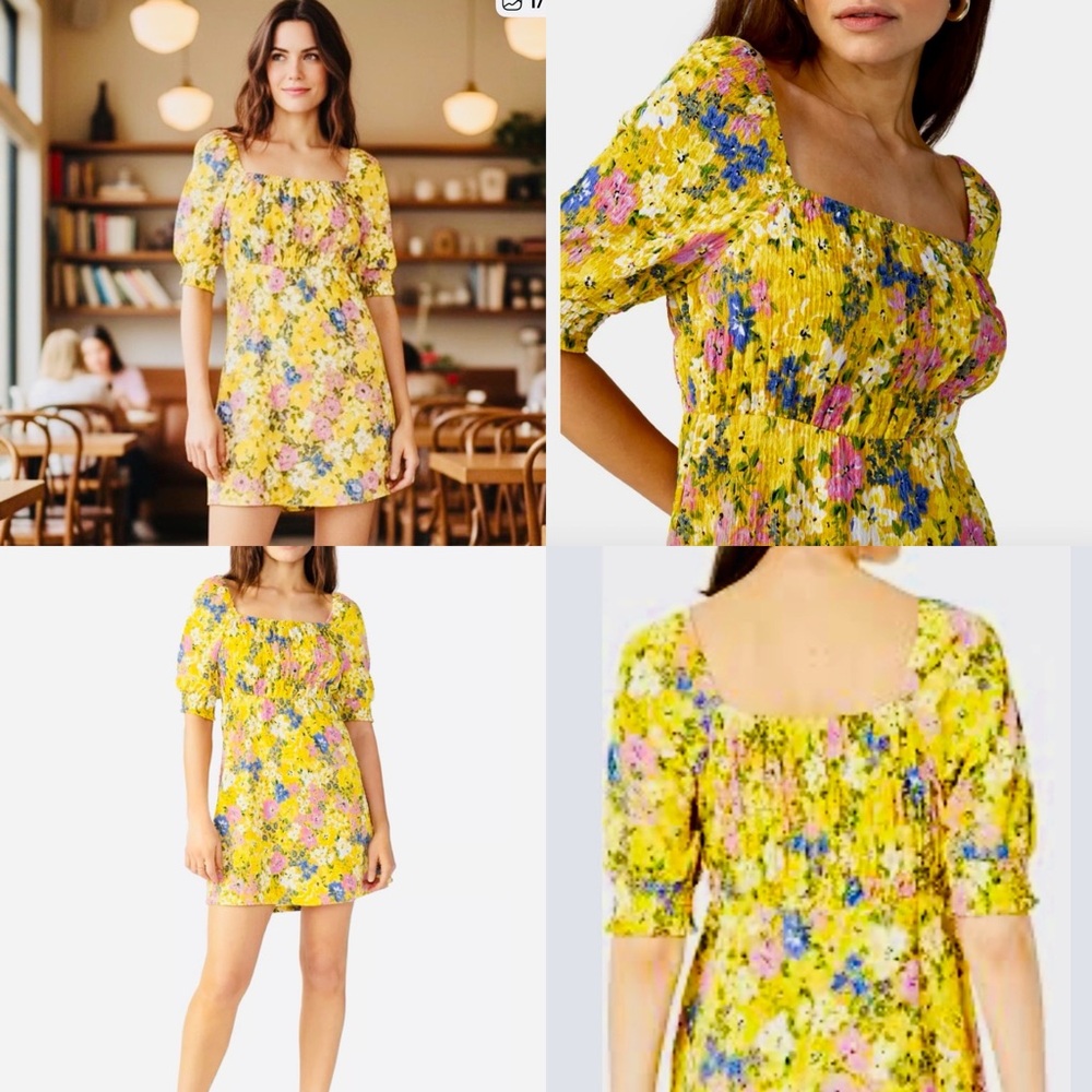 Sanctuary Yellow Floral Mini Dress